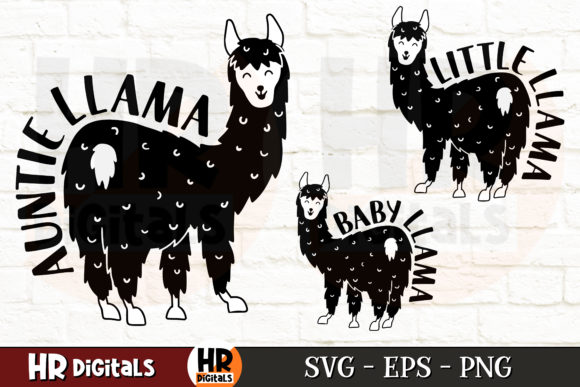 Cute Matching Auntie Little Baby Llama Graphics in Crafts