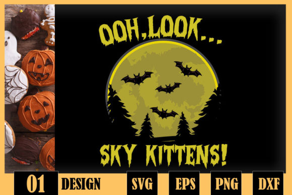 Funny Halloween Bats Sky Kittens Graphics and Crafts Review