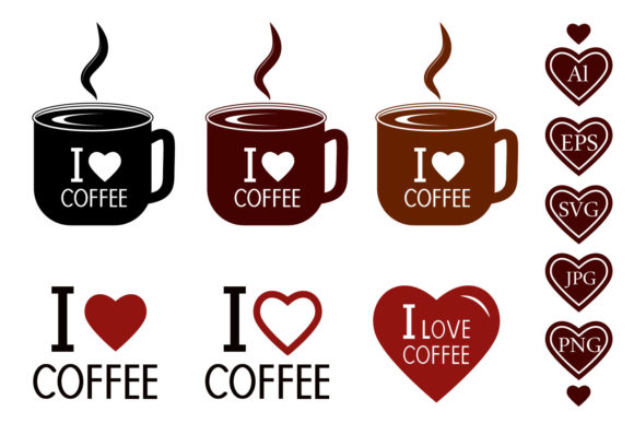 I Love Coffee Text Bundle Graphics for Crafts